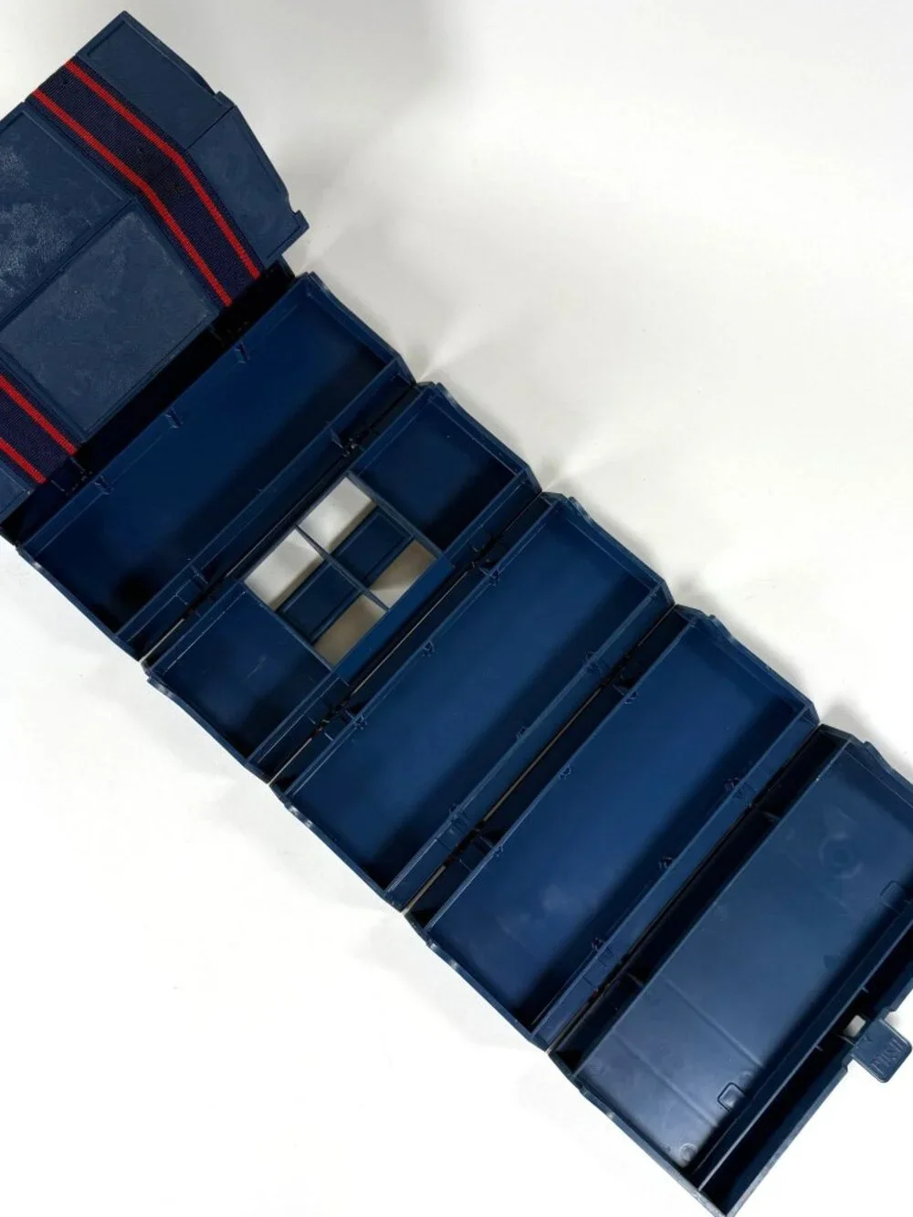 1990's Rolykit Blue Roll Up Storage Box Craft Case Jewelry Sewing Fishing Tools